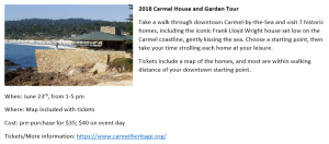 Copywriting example: Carmel House and Garden Tour event