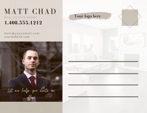 Sample real estate JUST LISTED postcard (back)